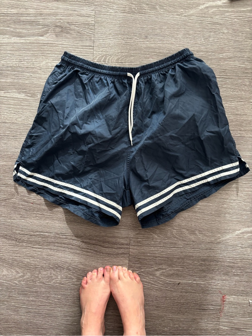 Vintage Men's Athletic Drawstring Shorts - Navy Blue